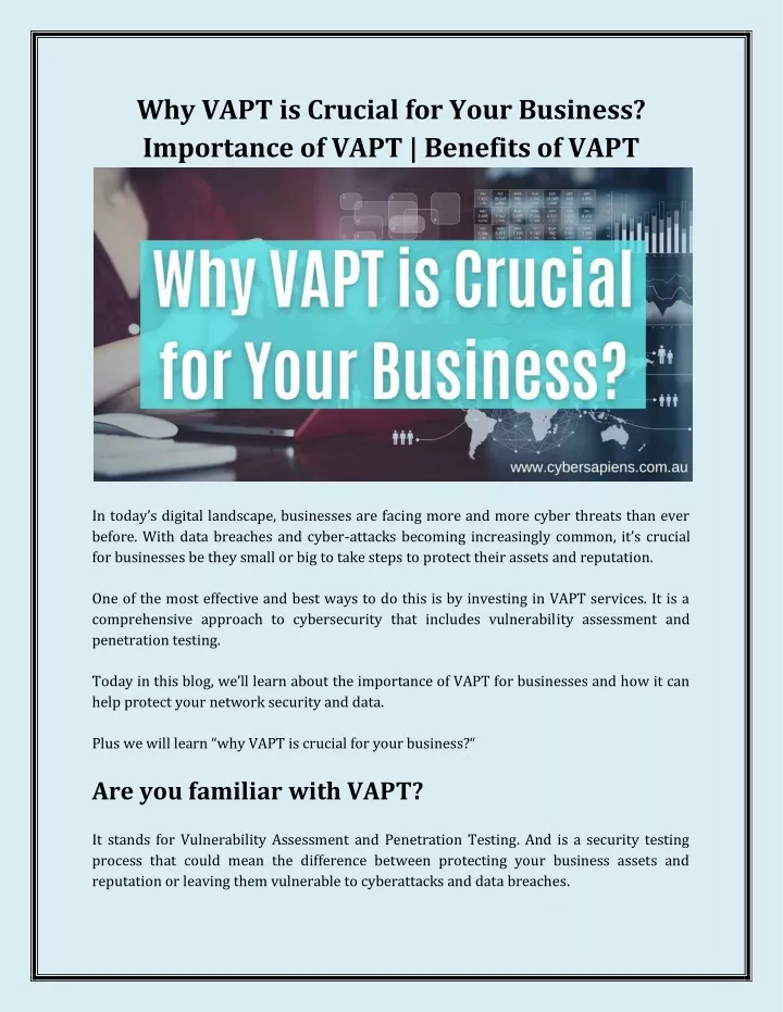 why vapt is crucial for your business importance