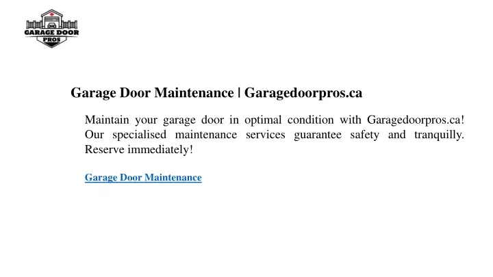 garage door maintenance garagedoorpros ca