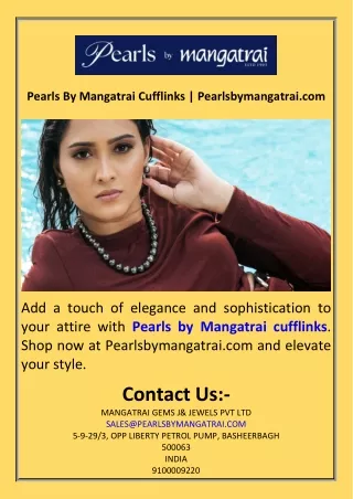 Pearls By Mangatrai Cufflinks  Pearlsbymangatrai.com