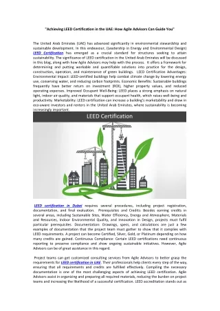 achieving leed certification in the uae how agile