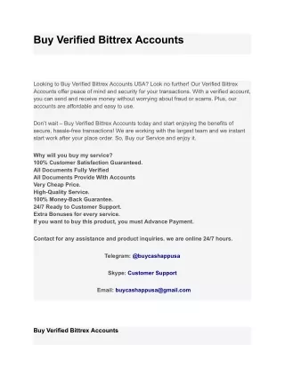 Buy Verified Bittrex Accounts