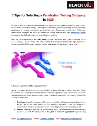 5 Tips for Selecting a Penetration Testing Company in 2025