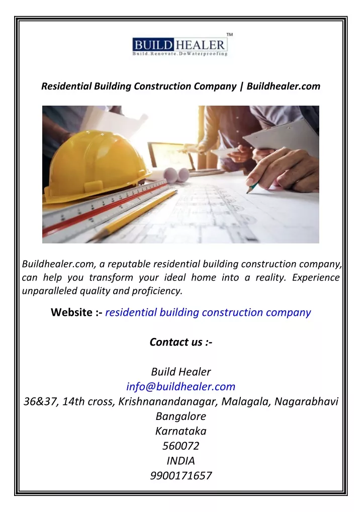 residential building construction company