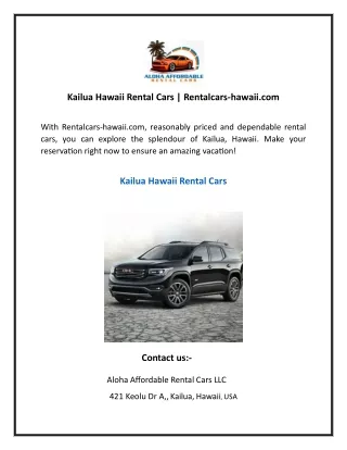 Kailua Hawaii Rental Cars