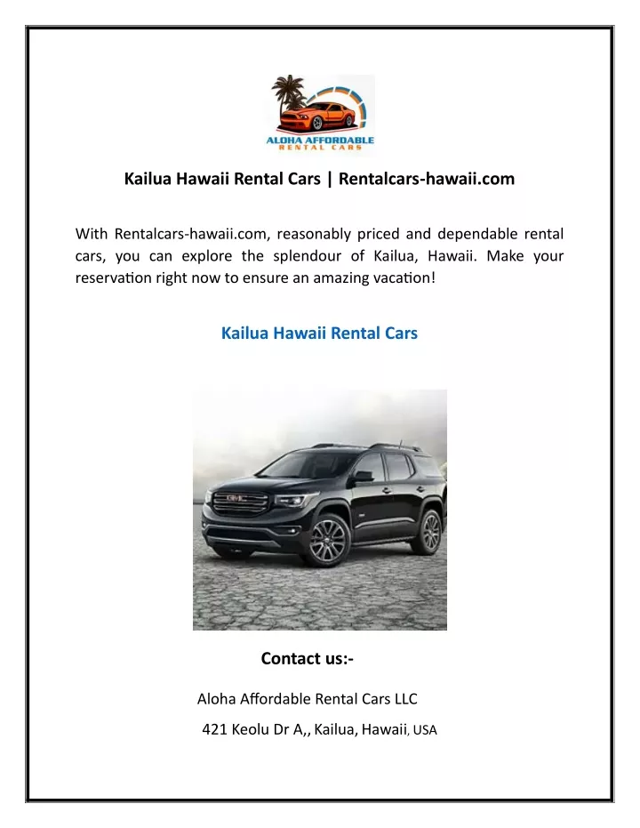 kailua hawaii rental cars rentalcars hawaii com