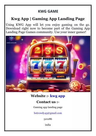 Kwg App  Gaming App Landing Page