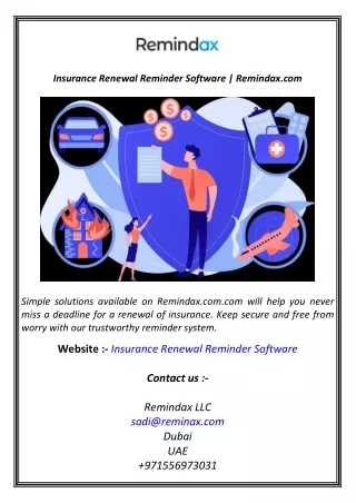 Insurance Renewal Reminder Software  Remindax.com