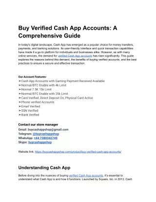 The Best Site To Buy Verified Cash App Account in Online