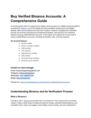The Best Site To Buy Verified Binance Accounts in Online