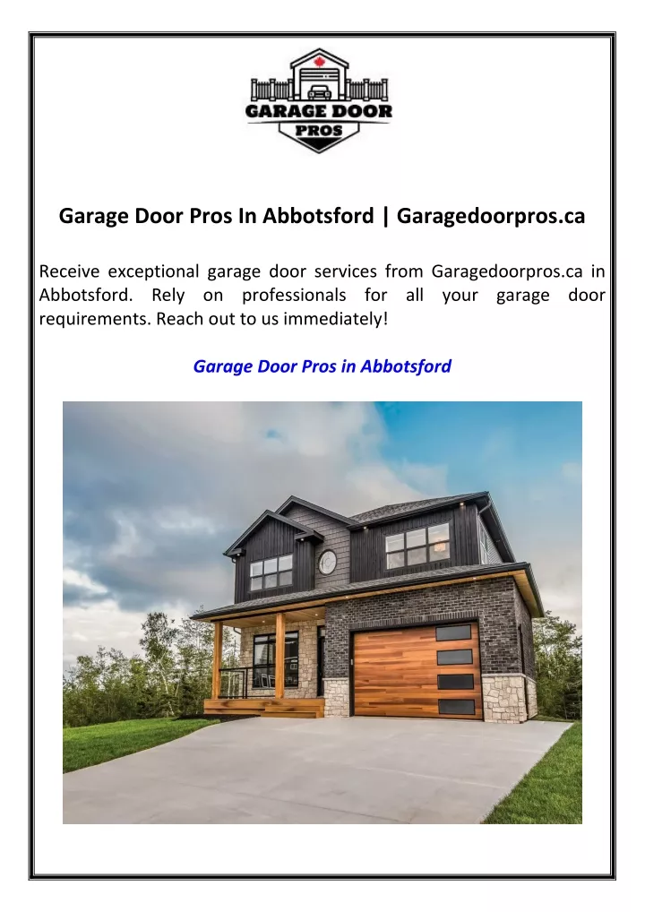 garage door pros in abbotsford garagedoorpros ca