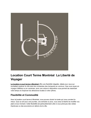 Location Court Terme Montréal  La Liberté de Voyager