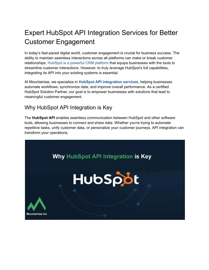 expert hubspot api integration services