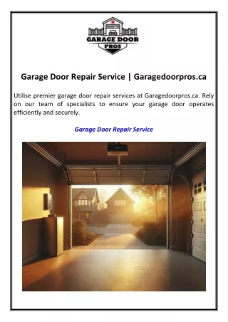 Garage Door Repair Service Garagedoorpros.ca