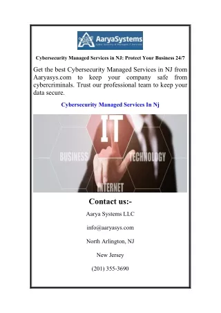 Cybersecurity Managed Services in NJ Protect Your Business