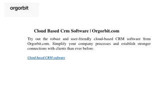 Cloud Based Crm Software Orgorbit.com