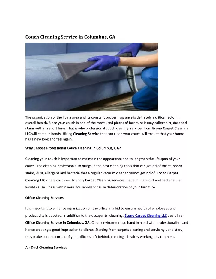 couch cleaning service in columbus ga