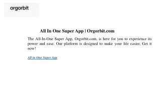 All In One Super App Orgorbit.com