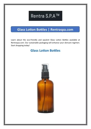 Glass Lotion Bottles  Rentraspa