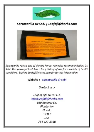 Sarsaparilla Dr Sebi  Leafoflifeherbs.com