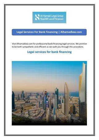 Legal Services For Bank Financing  Alhamadlaw