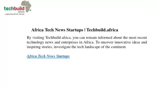 Africa Tech News Startups Techbuild.africa