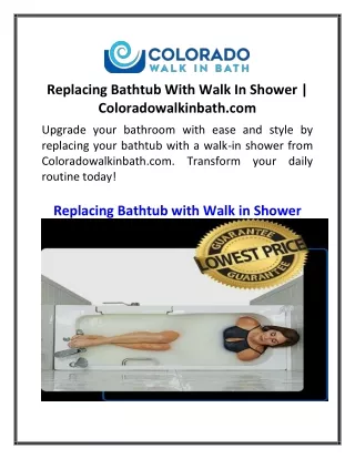 Replacing Bathtub With Walk In Shower  Coloradowalkinbath.com