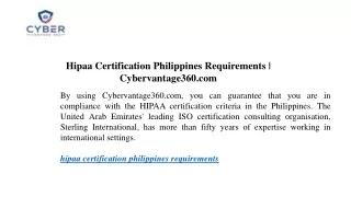 hipaa certification philippines requirements