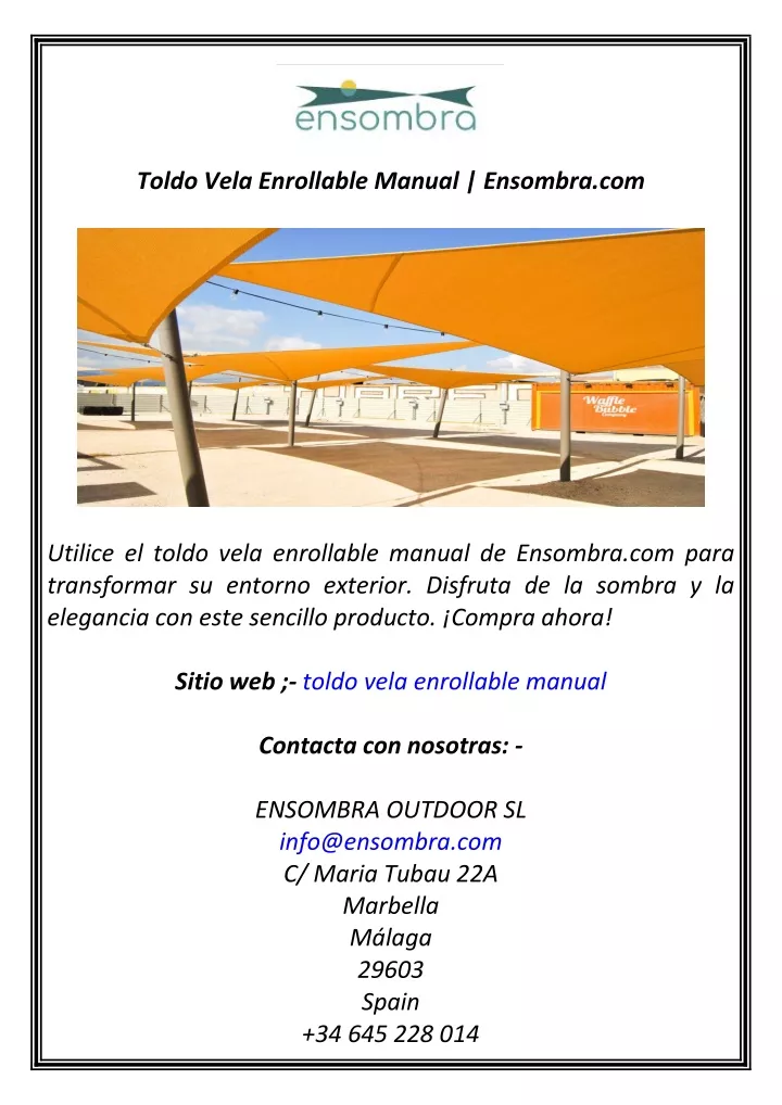 toldo vela enrollable manual ensombra com