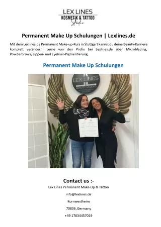 Permanent Make Up Schulungen  Lexlines.de
