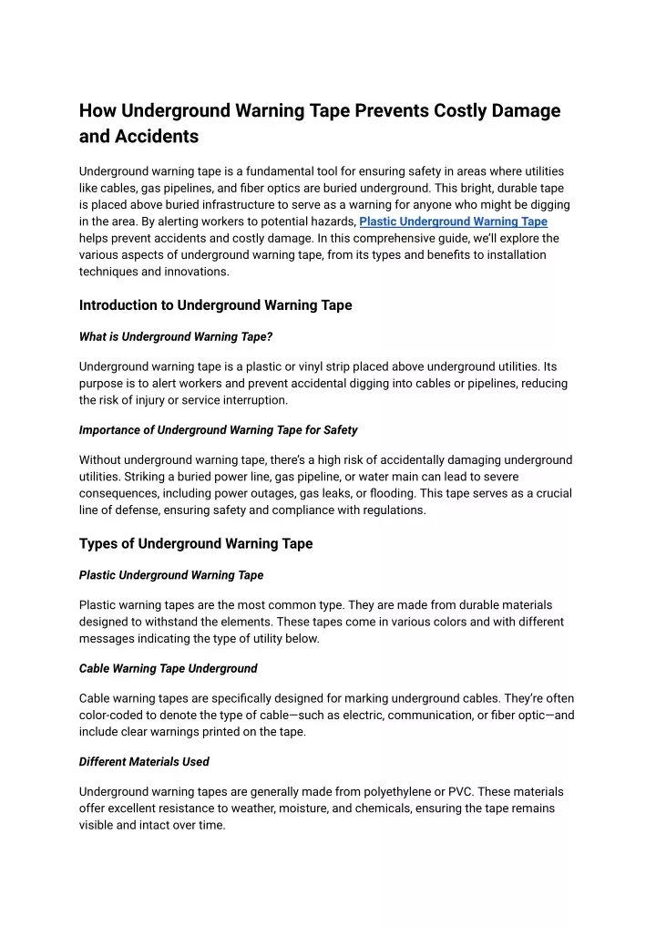 how underground warning tape prevents costly