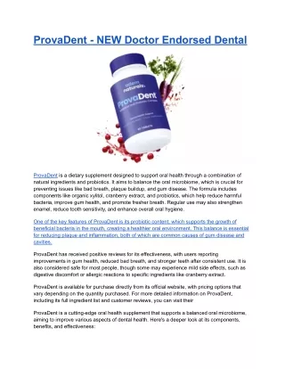 ProvaDent - NEW Doctor Endorsed Dental