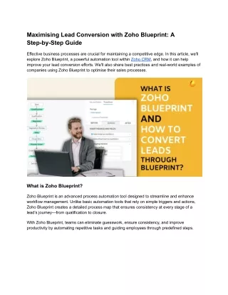 Maximising Lead Conversion with Zoho Blueprint: A Step-by-Step Guide