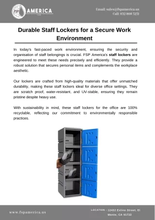 Durable Staff Lockers for a Secure Work Environment