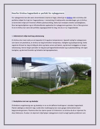 hvorfor drivhus hagearbeid er perfekt