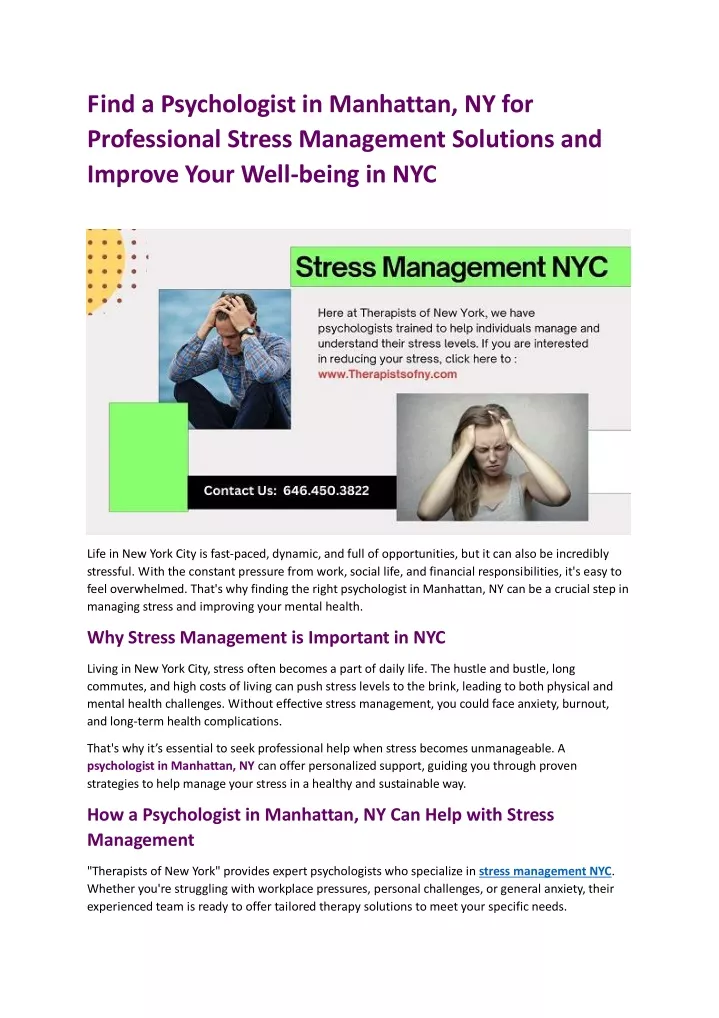 find a psychologist in manhattan