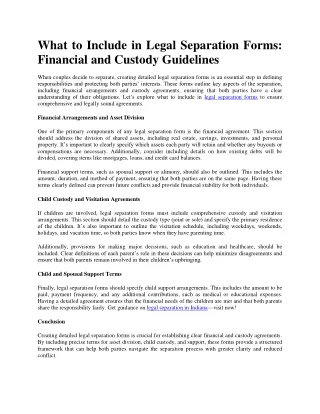 What to Include in Legal Separation Forms: Financial and Custody Guidelines