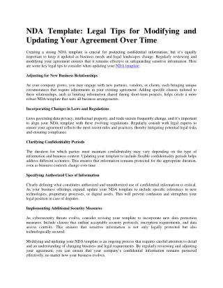 NDA Template: Legal Tips for Modifying and Updating Your Agreement Over Time
