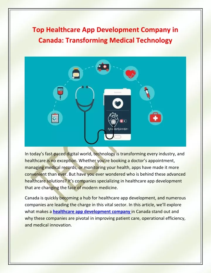 top healthcare app development company in canada