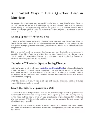 3 Important Ways to Use a Quitclaim Deed in Marriage