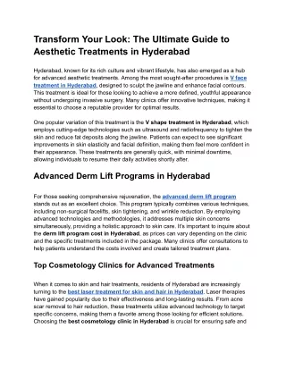 Transform Your Look_ The Ultimate Guide to Aesthetic Treatments in Hyderabad