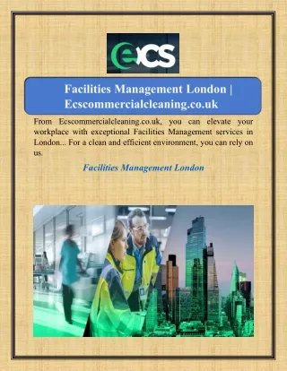 Facilities Management London | Ecscommercialcleaning.co.uk