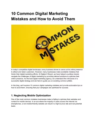 10 Common Digital Marketing Mistakes and How to Avoid Them
