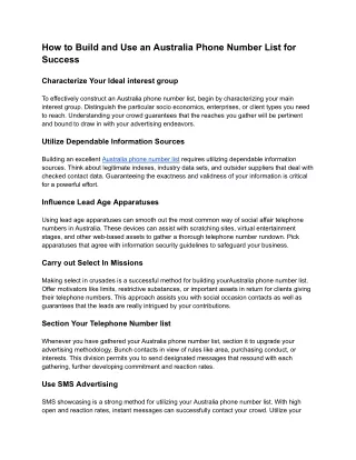 How to Build and Use an Australia Phone Number List for Success