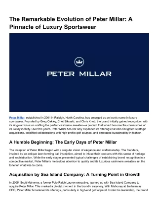 The Remarkable Evolution of Peter Millar_ A Pinnacle of Luxury Sportswear