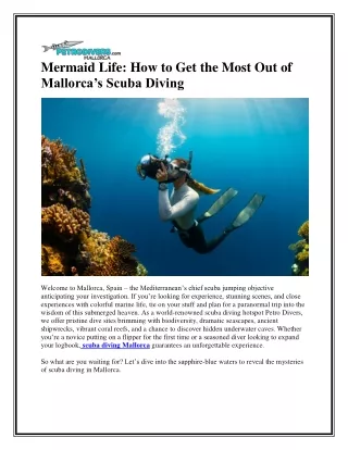 Mermaid Life How to Get the Most Out of Mallorca’s Scuba Diving
