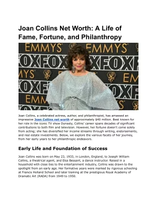 Joan Collins Net Worth_ A Life of Fame, Fortune, and Philanthropy