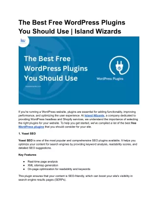 The Best Free WordPress Plugins You Should Use