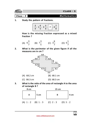 National Level Science Talent Search Examination (NSTSE) Class 5 Sample Paper