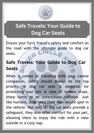 Safe Travels Your Guide to Dog Car Seats