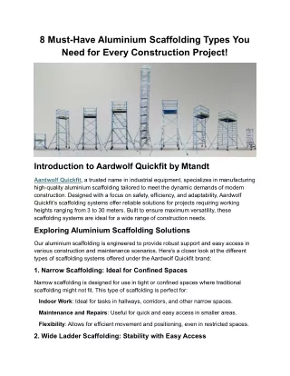 8 Must-Have Aluminium Scaffolding Types You  Need for Every Construction Project